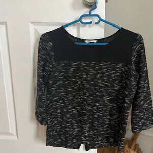 Camaïeu Black & White Mixed-Fabric Top – Size S – Perfect Condition